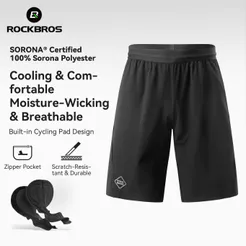ROCKBROS Shorts De Ciclismo À Prova De Choque Respirável Calças Esportivas Ao Ar Livre Casuais Reflexivas Corrida Para H
