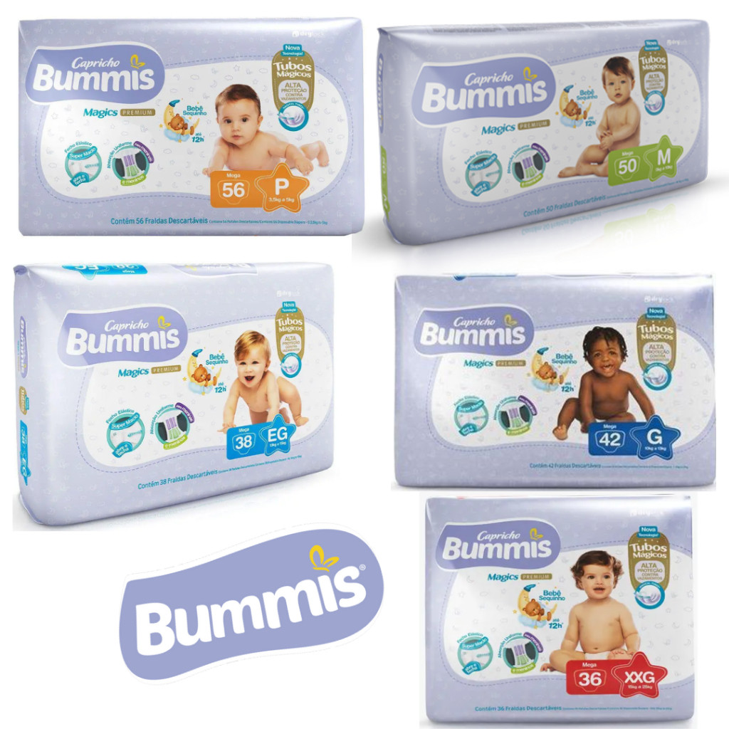 Fralda Capricho Bummis Mega Pacote – Todos os Tamanhos P, M, G, XG, XXG – Conforto e Alta Absorção