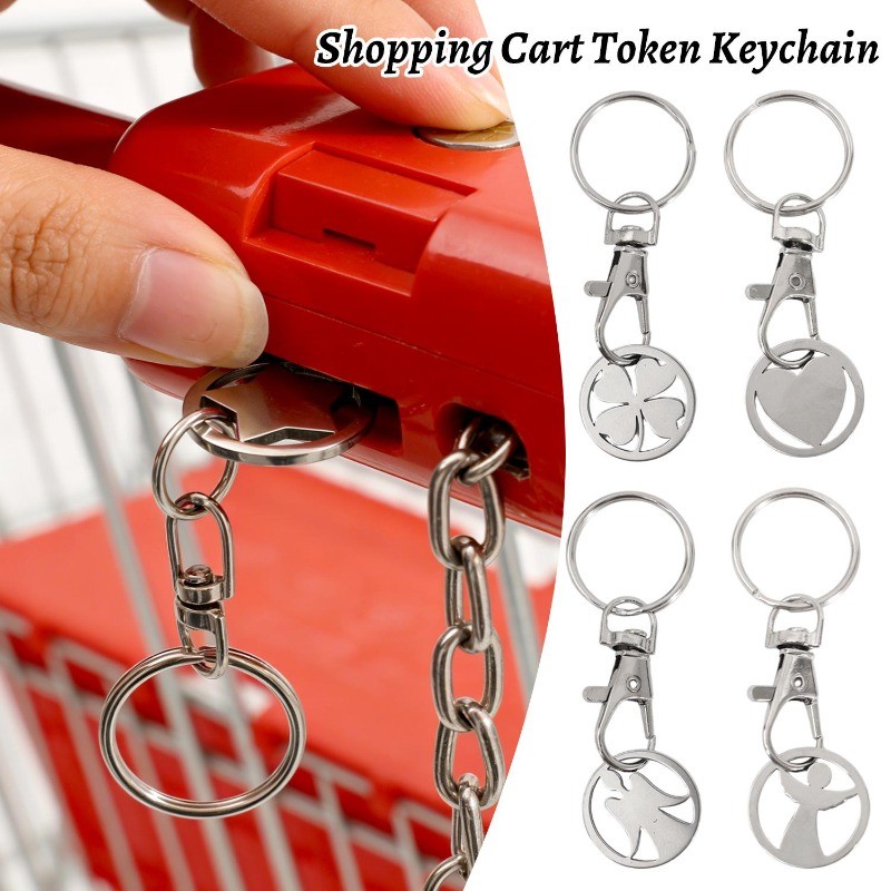Chaveiro De Token De Carrinho De Compras 1/2/4 Unidades-Trevo Da Moda-Gancho De Chave Acessório Prático De Uso Diário-To
