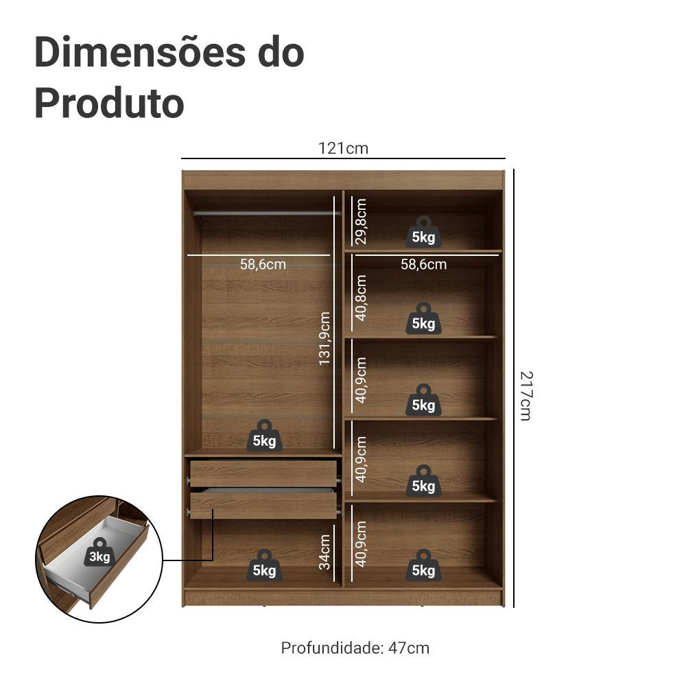 Guarda-Roupa Solteiro 4 Portas Batentes Rustic/Branco/Rustic Venus Madesa — imagem 2 de 2