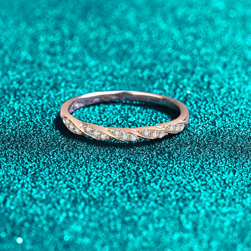 [Moissano que pode passar a caneta de diamante medida] S925 prata esterlina completa moissanite champanhe anel de ouro f