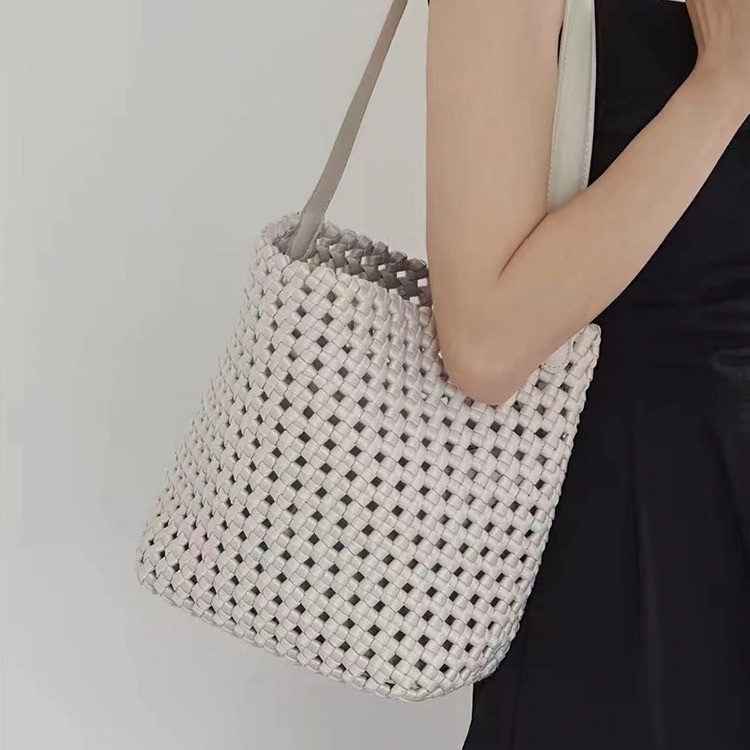 Bolsa tecida à mão de alta qualidade, bolsa oca de pano de Nylon, bolsa balde de grande capacidade, Casual, combinada pa