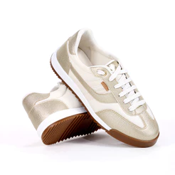 Tênis Anacapri Retrô A Dourado e Off White - Feminino