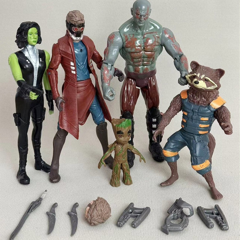 5 Pçs/Set Marvel Guardiões Da Galáxia Star-Lord Peter Jason Quill Groot Rocket Raccoon Gamora Drax the Destroyer Figuras