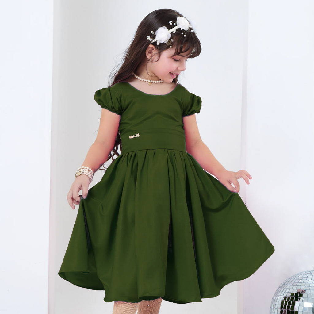 Vestido Infantil Verde Musgo - Festas, Formatura, Aniversário, Batizado, Casamento