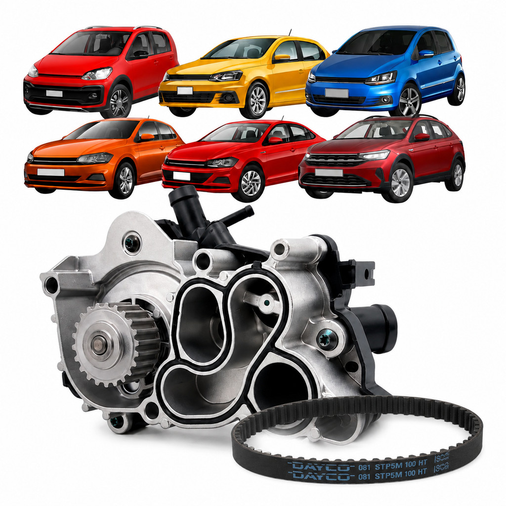 Kit Bomba D'água Completa + Correia Up Fox Gol Voyage Saveiro Nivus Polo 1.0 12v 1.6 16v 2014 A 2022