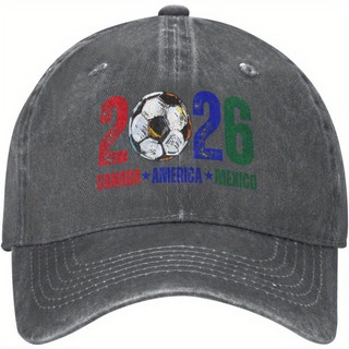 Boné Oficial Cup26 2026 - Boné do Torneio de Futebol EUA Canadá México com Gráfico de Bola de Futebol - Boné Leve e Ajus