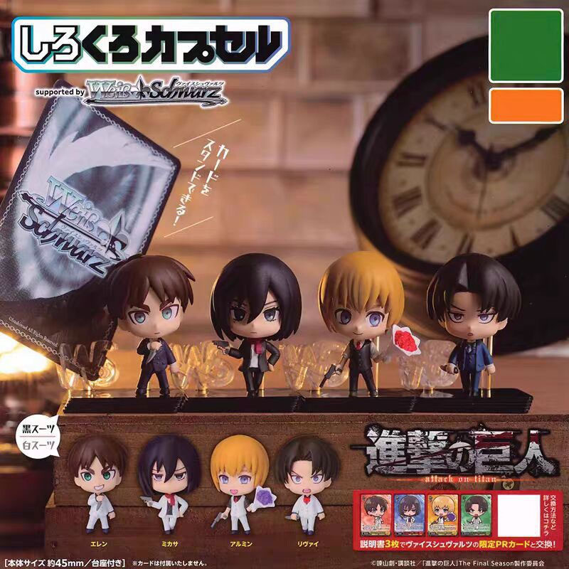 4 Pçs 5cm Ataque Em Titã Preto Branco Estilo Levi Ackerman Eren Jaeger Mikasa·Ackerman Pvc Boneca Figura Dos Desenhos An