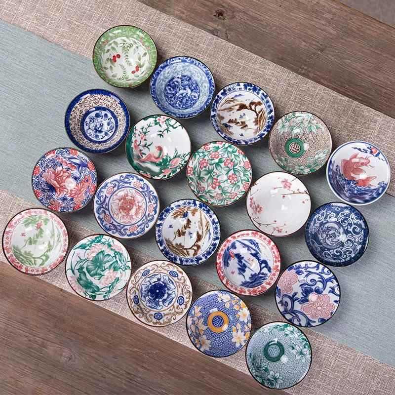Copo de chapéu pintado à mão pneu fino único pequeno xícara de chá cerâmica única xícara de chá azul branco porcelana me