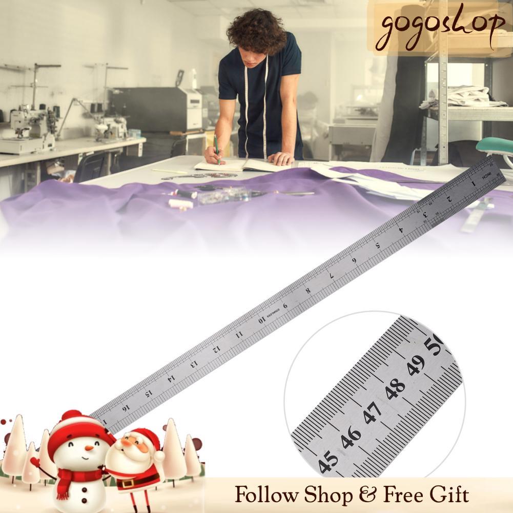 gogoshopp-br Régua métrica de aço 50 cm / 19,7 pol. Localizador de marcação para carpintaria Bloco deslizante de fita