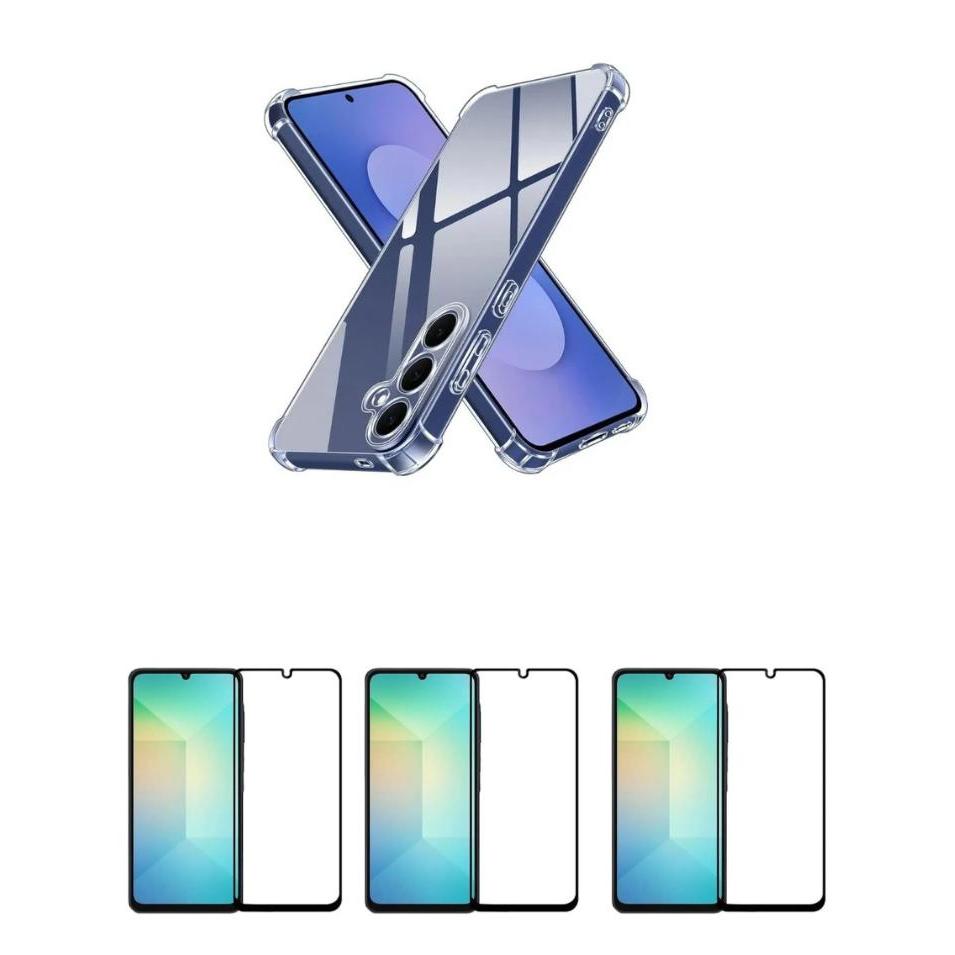 3UN Películas 3D Vidro + Capa Silicone TPU Para Samsung Galaxy A17 5G
