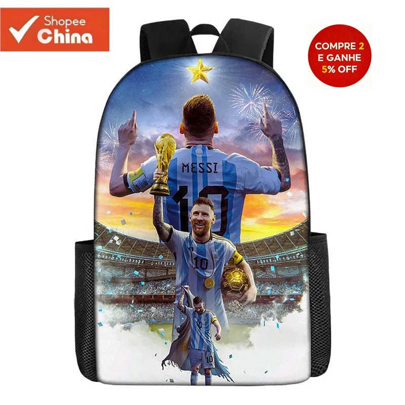 Mochila Campeão da Copa do Mundo Leo Messi Conjunto de 3 Peças GJ71