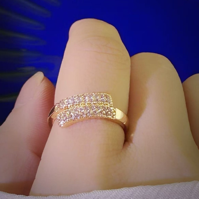 TB Shop Moda Feminina Anéis  casamento de Pedra Redonda Brilhante – Prata & Ouro Amarelo