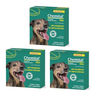Kit 3 Chemital Chemitec Vermífugo para Cães - 4 Comprimidos em Oferta na Shopee