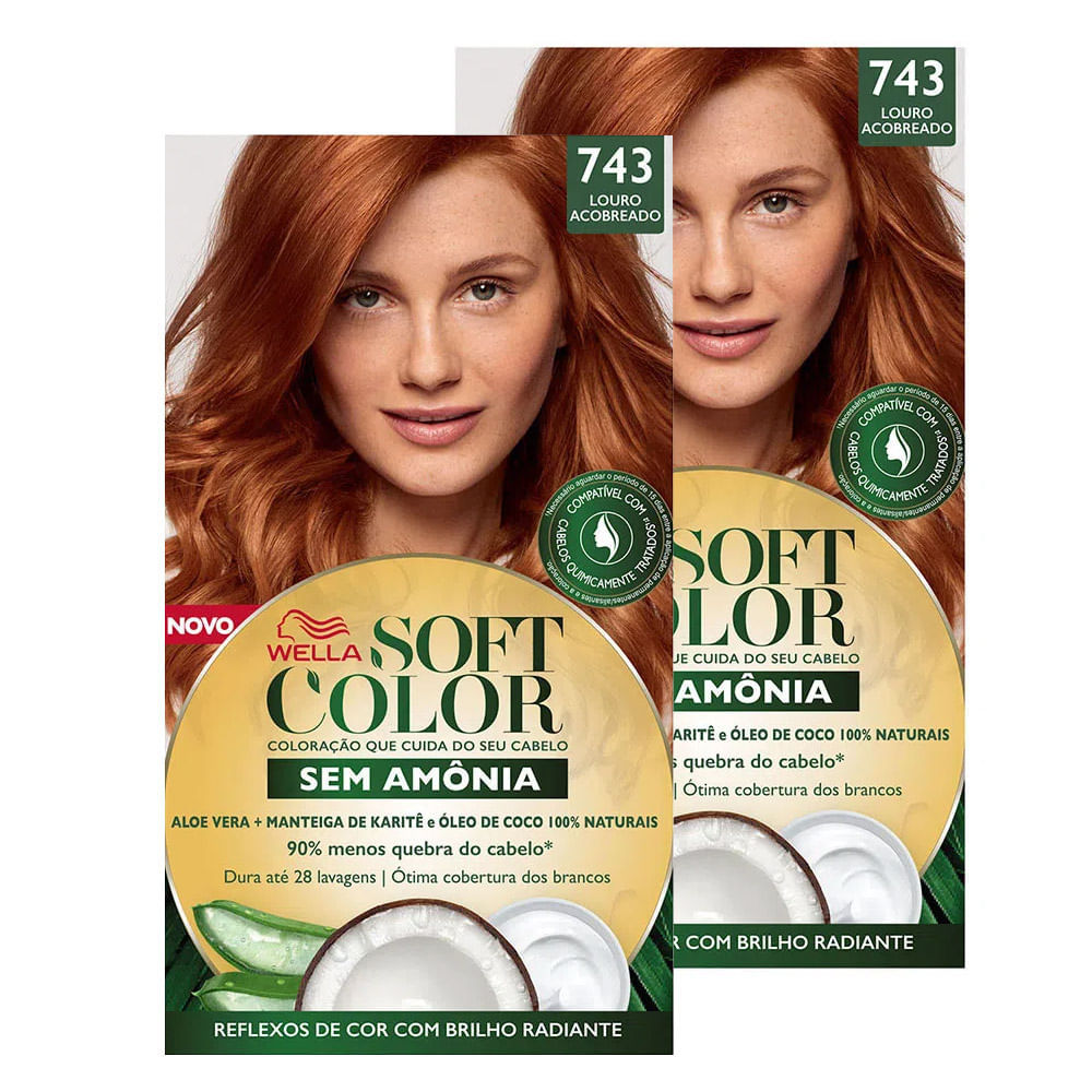 Kit 2 Tintura Soft Color Sem Amônia Louro Acobreado 743 Kit