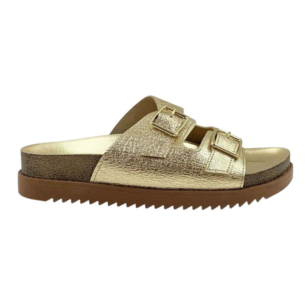 Chinelo Papete Tratorada Feminino Moleca Fivelas Casual