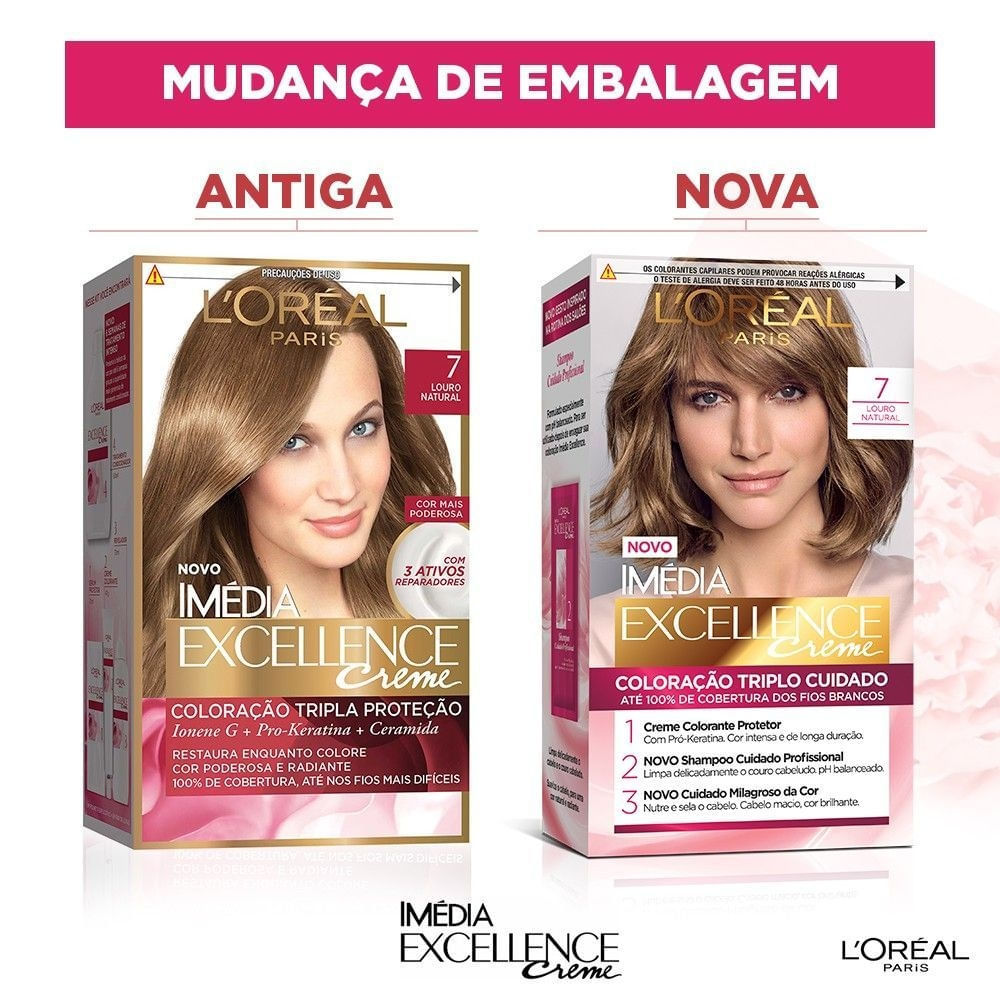Detalhes do Kit Tintura Imédia Excellence L'Oréal Louro Natural 7