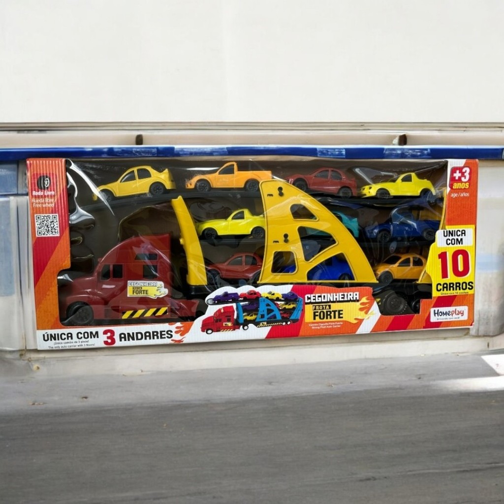 Brinquedo Caminhão Cegonheira Frota Forte com 10 carrinhos-Home Play produto a pronta Entrega