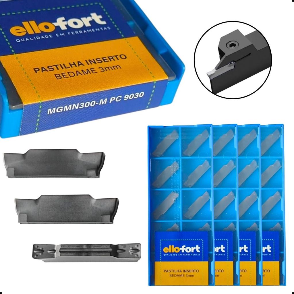 Jogo 40 Pastilha Para Torno Cnc Inserto Bedame 3mm MGMN300-M Desbaste Usinagem Profissional ELLOFORT