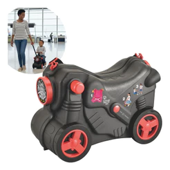 Mala Infantil Carrinho Viagem 2 em 1 Preta Importway Pode Sentar e Ser Puxada Ideal Para Viagens Mais Divertidas