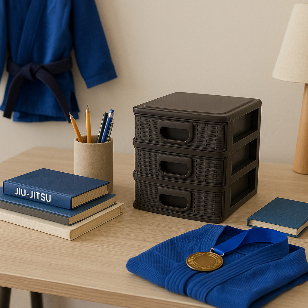 Gaveteiro Organizador 3 Gavetas Preto Mini Gaveteiro de Mesa Multiuso para Maquiagem Escritório e Banheiro