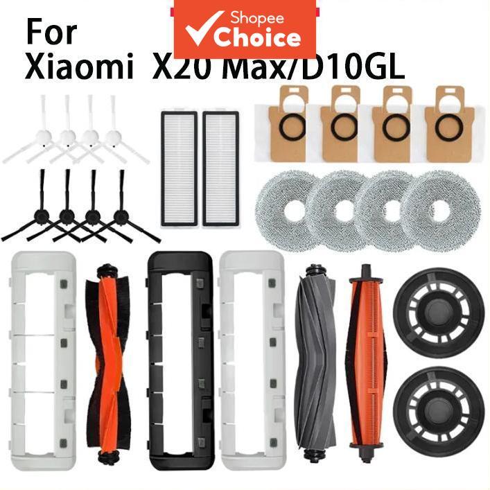 Imagem  Para acessórios do aspirador robô Xiaomi X20 Max/X20 Pro/D109GL, peças de reposição: escova principal, escova lateral,
