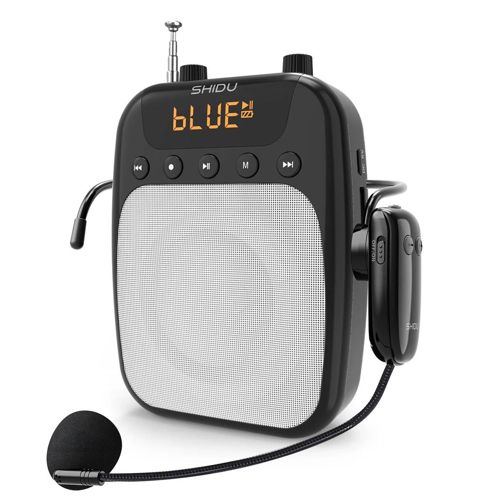 SHIDU S358 12W Mini Amplificador De Voz Sem Fio Leve Com Tela Professor Guia Reunião Fone De Ouvido Microfone