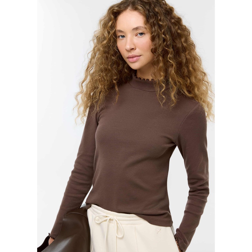 Blusa Feminina Manga Longa Com Elastano