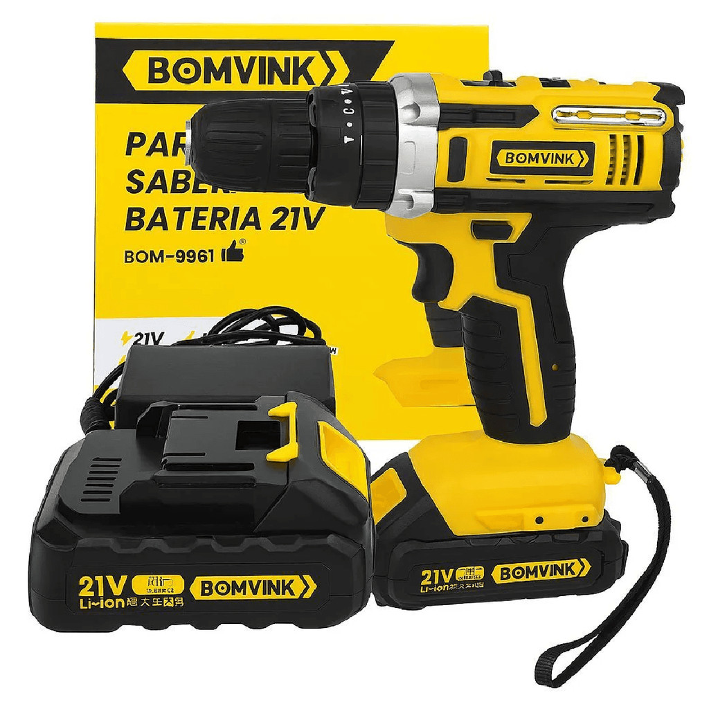 Parafusadeira Furadeira Eletrica 21V Bivolt Bateria Bomvink