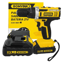 Parafusadeira Furadeira Eletrica 21V Bivolt Bateria Bomvink