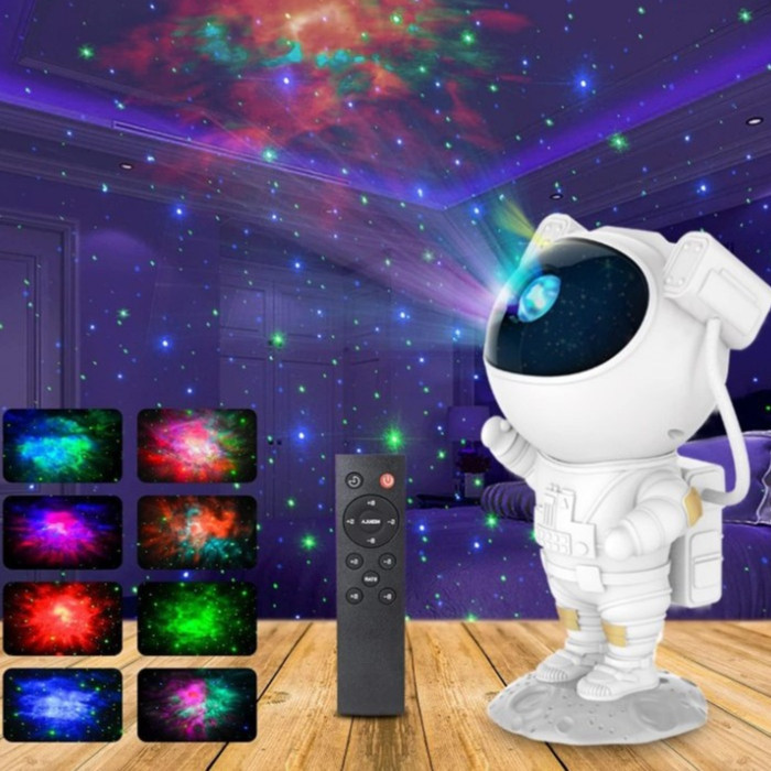 Projetor Astronauta Luz Led Para Quarto Noturna Galáxia Nebulosa Ceu Estrelado Envio Imediato