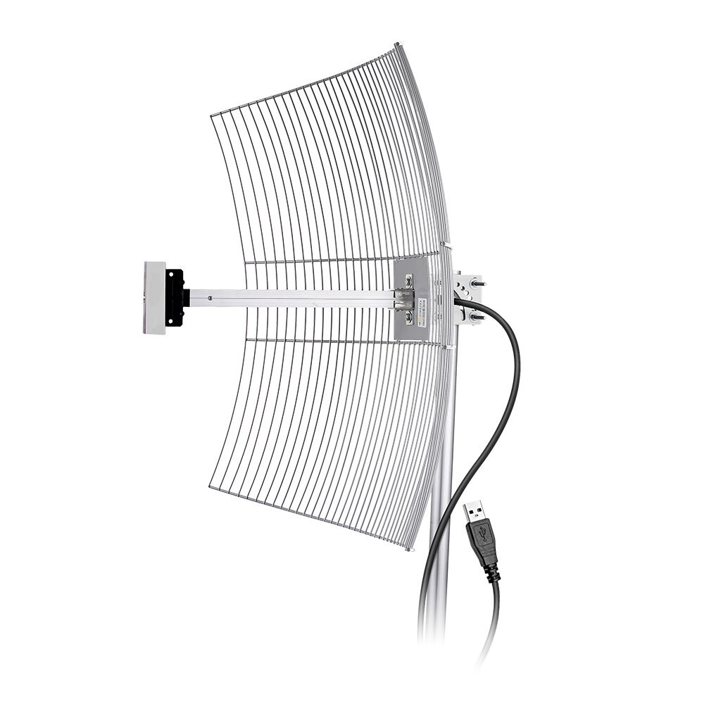 Antena Usb Parabólica De Grade Aquário Usb-2510 2.4ghz 25 Dbi E Cabo 10m - PC / 6