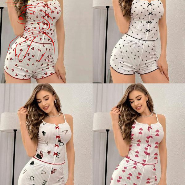 [Best Seller 2026] Pijamas Femininos Estampados em Duas Peças para Uso Doméstico TDVN