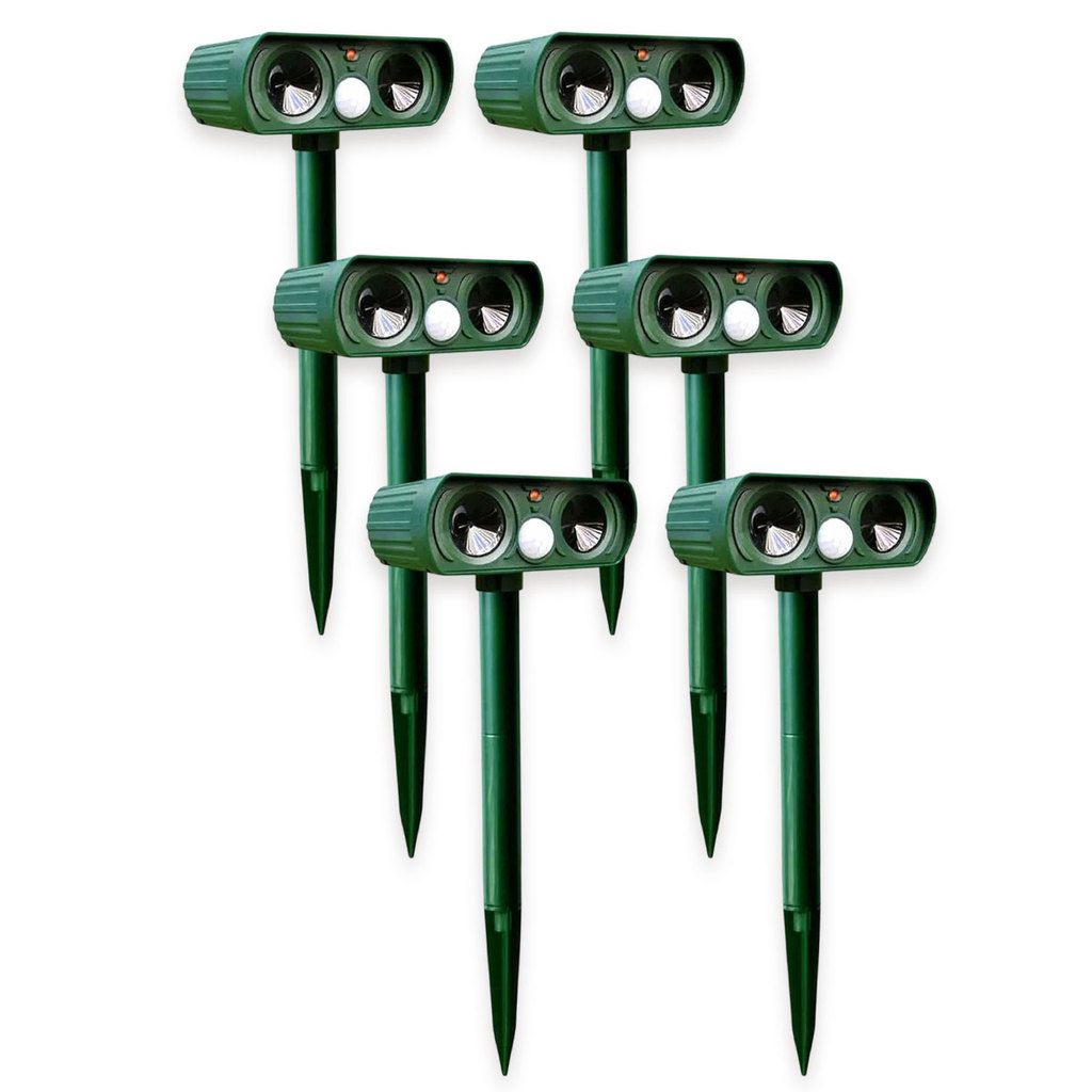 Repelente Solar  Ultrassonico Kit 6 Uni Afasta Repele Animais Pombos Ratos Gambas Roedores Protege Quintal Jardim Casa
