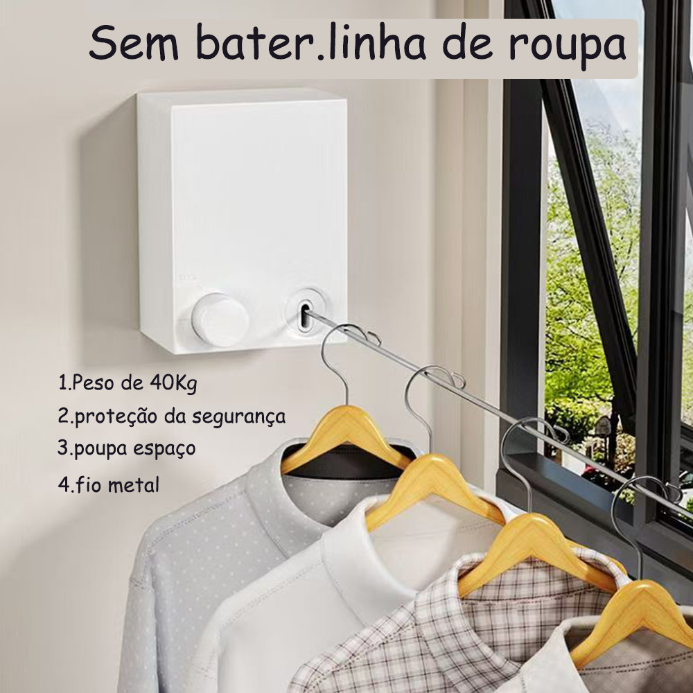 Montado Na Parede Varal retrátil Varal Retrátil Parede Aço Inoxidável Linha De Lavanderia Varal De Roupas Corda