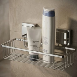 Suporte Porta Shampoo Condicionador Adesivo 3M Cromado S/ Furo Suspenso Até 6kg Aprova D'Água Future