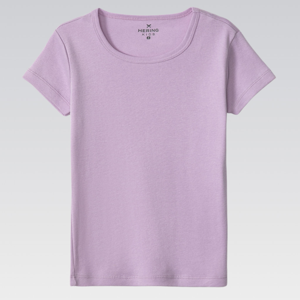 Camiseta Básica Infantil Menina Manga Curta Algodão Hering