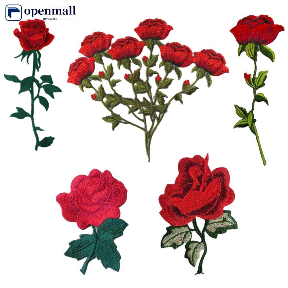 OMALL 1Pc Bordado Rosa Flor Patch Applique DIY Artesanato Adesivo Para Roupas Acessórios Emblemas Costurar Em De Costura