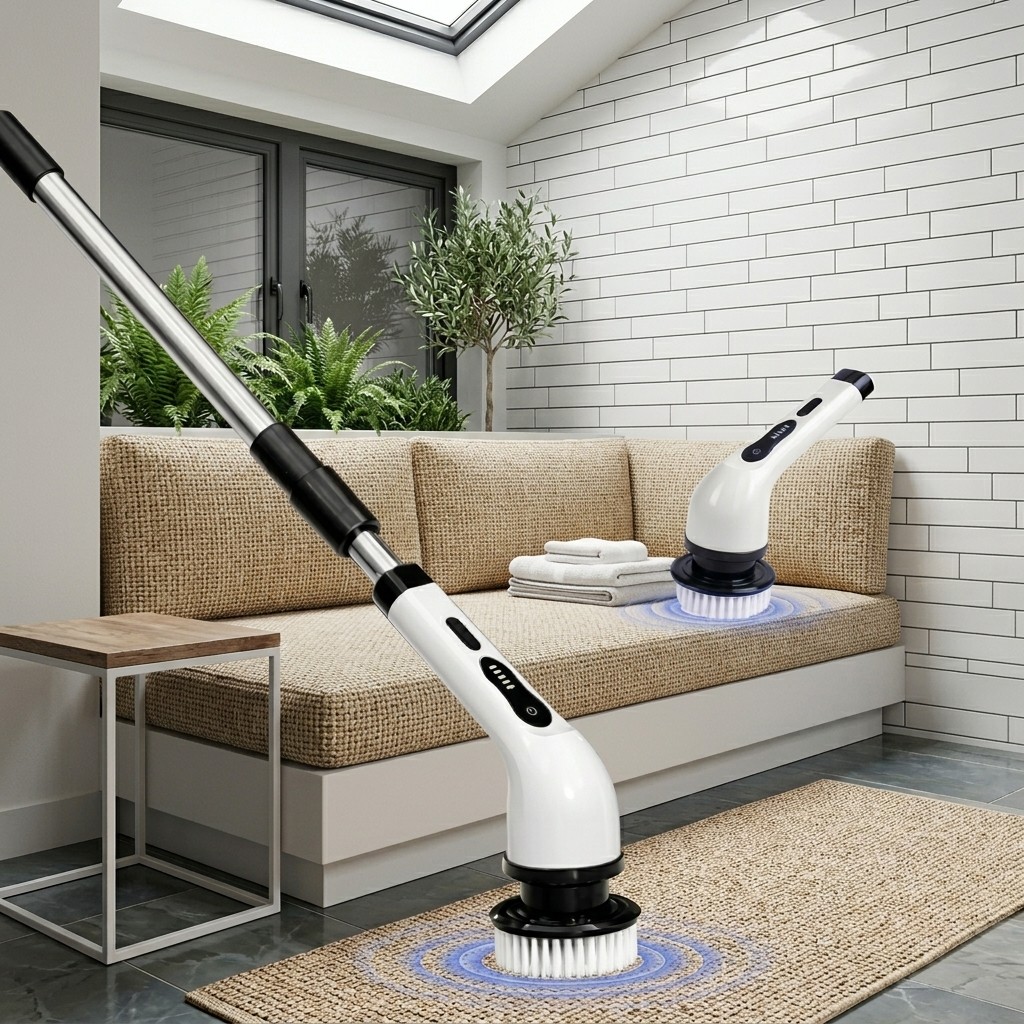 Mop Esfregão Elétrico Giratório Com Cabo Extensor Escova Rotativa De Limpeza Mágica Sem Fio Portátil Para Banheiro