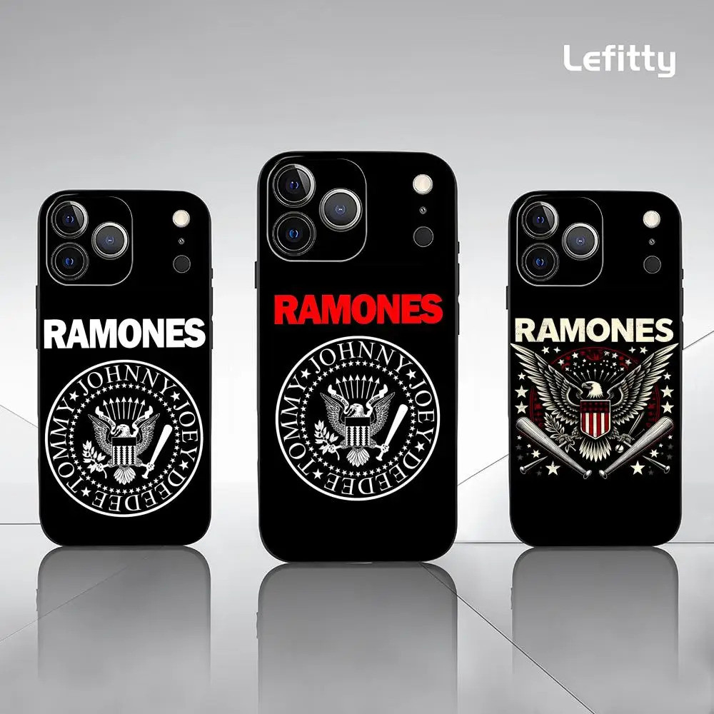 Capa de Telefone TP-1 Bank The R-Ramones para iPhone 17 16 15 14 13 12 11 Pro Max Plus Mini, Preta Fosca, Capa Macia