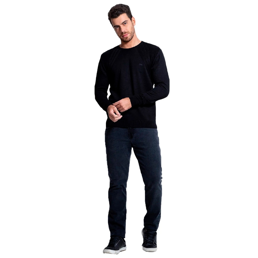 Suéter Guess Masculino Tricot Pullover Shoulder Preto