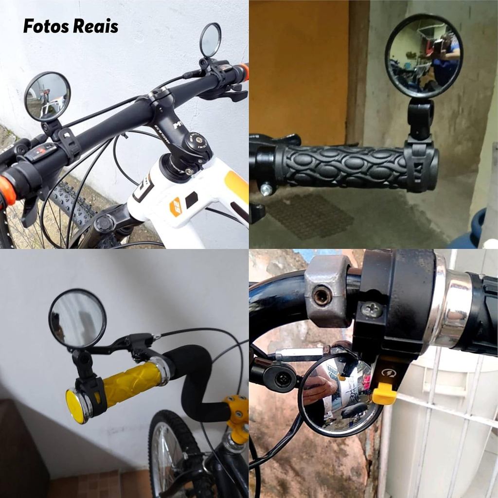 Kit 2un Espelho Retrovisor Bike Bicicleta Guidão Giratório 360 Amplo Ângulo Visão Segurança Ciclismo