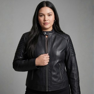 Jaqueta Casaco Plus Size Couro Fake Courino Frio Feminina Estilo Inverno Casaco Estiloso