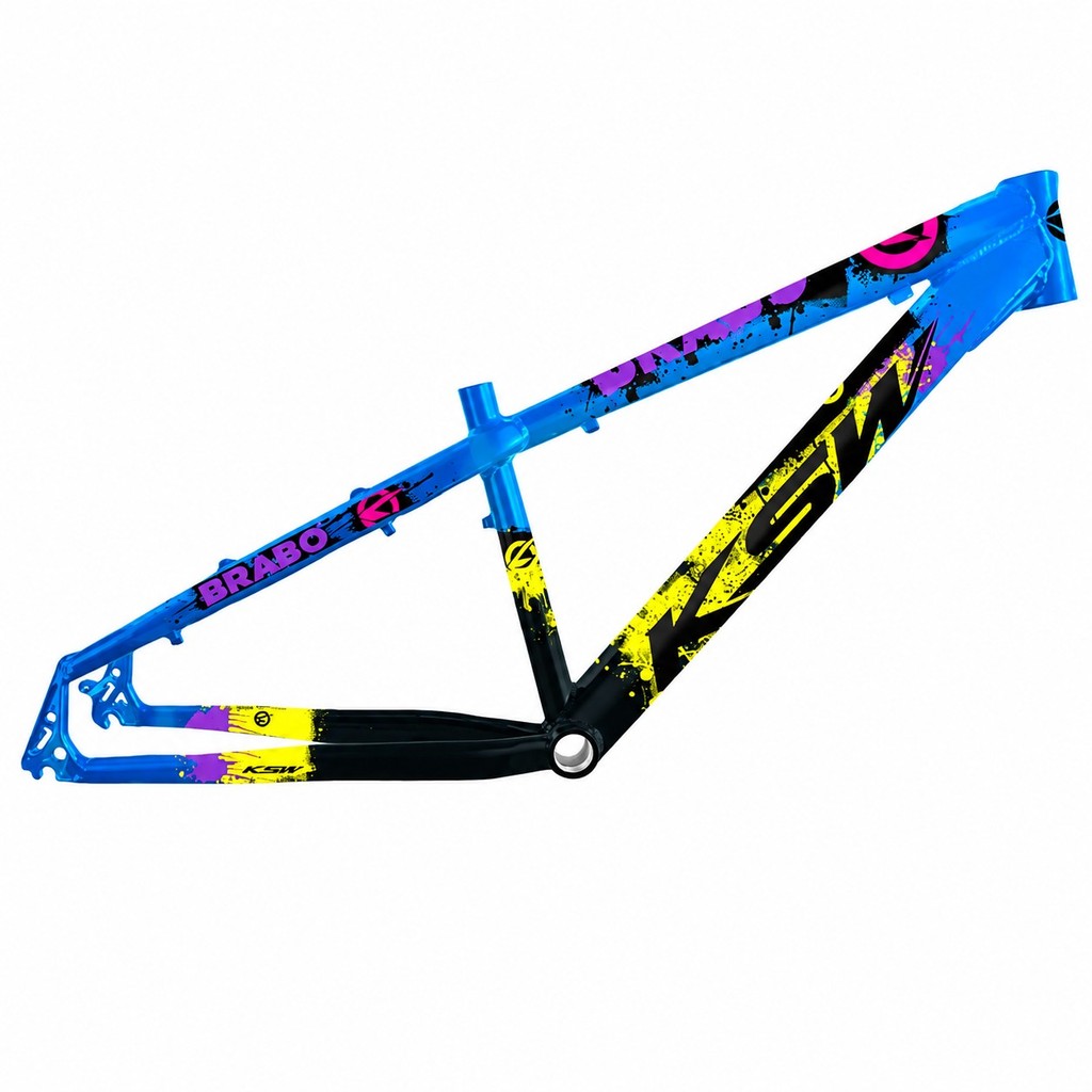 Quadro Freeride Aro 26 ksw Aluminio Bmx Grau Bike Cor AZUL/PRETO AD. AMA/PTO/RX Quadro 13.5