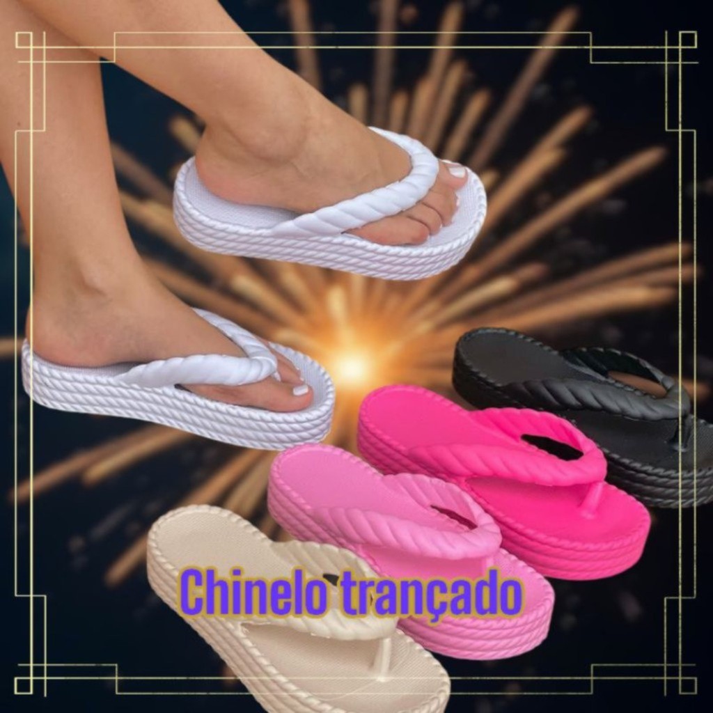 Chinelo Feminino Nuvem Trança Confortável e Leve Trançado em Oferta na Shopee