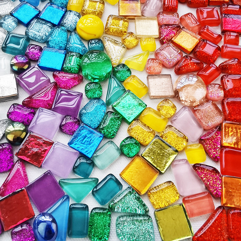 200 G/Pacote Padrão Listrado Forma Geométrica Vidro De Cristal Misto Colorido Mosaico Pedras DIY Artesanato Suprimentos 