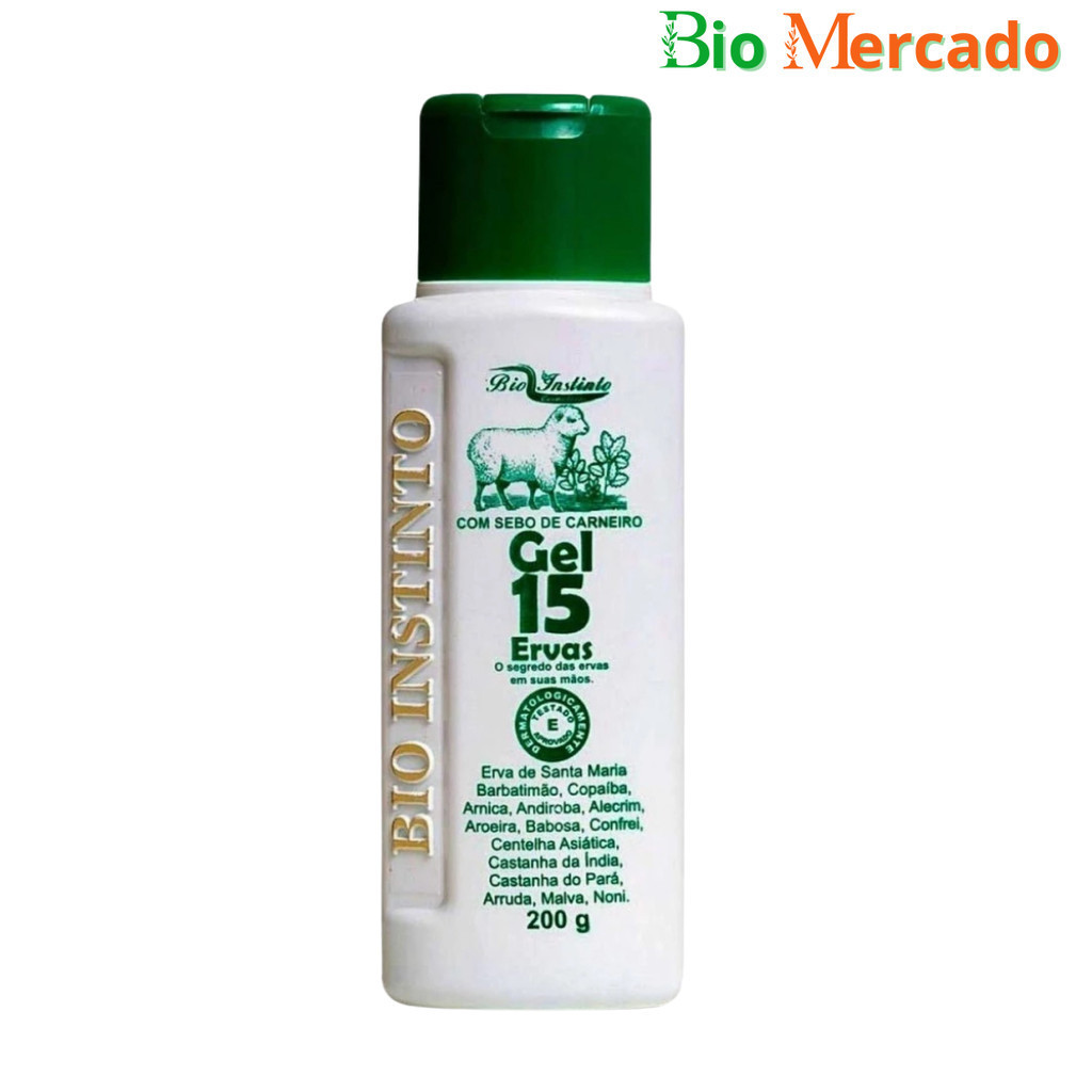 Kit com 3 Gel Massageador 15 Ervas Com Sebo de Carneiro - Bio Instinto 200g em Oferta na Shopee