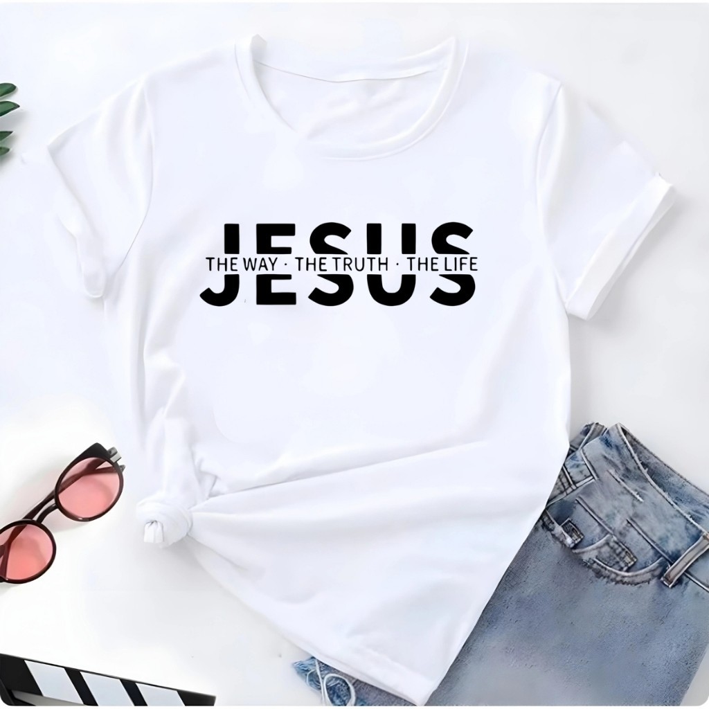 Blusa T-shirt Linda Camiseta Feminina Jesus The Way The Trust The Life Camisa