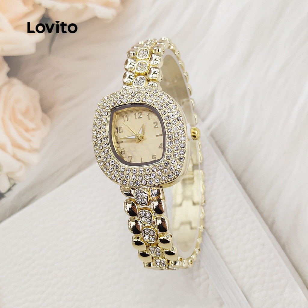 Lovito Relógio de Quartzo com Fivela de Strass Elegante LFA105204