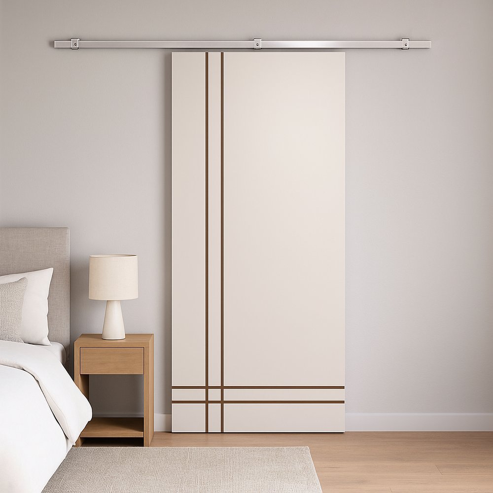 Porta de Correr Branco Prime Frisada Kit Alumínio F06 - 210x90 em Oferta na Shopee